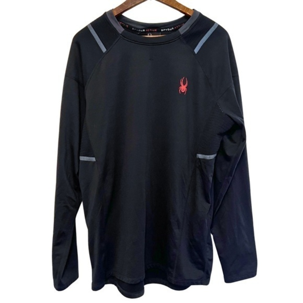 Men’s Black and Grey Medium Spyder Athletic Long Sleeve Workout Gym Shirt